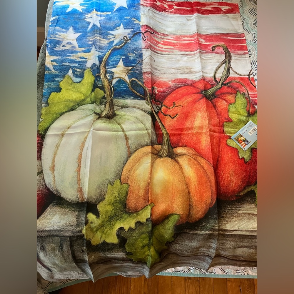 Large Garden Flag 28”x40” - Pumpkin American Flag - NWT